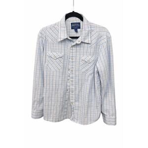 Aéropostale Large Slim Fit Western Plaid Snap Coastal Cowgirl Normcore